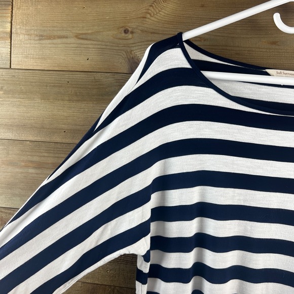 Soft Surroundings Womens Shirt Adrift Tunic Tie Sleeve Striped Nautical Medium - Picture 4 of 8